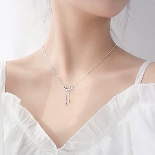 Trendy 925 sterling silver CZ Zircon Butterfly Tassel Pendant Necklace For Women Choker Collar Clavicle Necklaces Girl