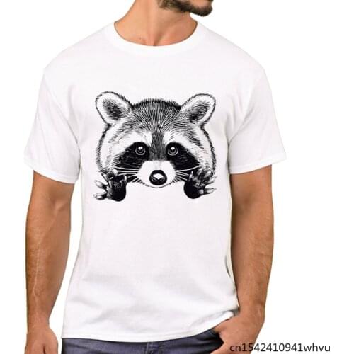 Little Raccoon Buddy Men T-Shirt Hipster Panda Printed Funny Hot Sales Short Sleeve Cool Casual Round Neck Plus Size M-5XL