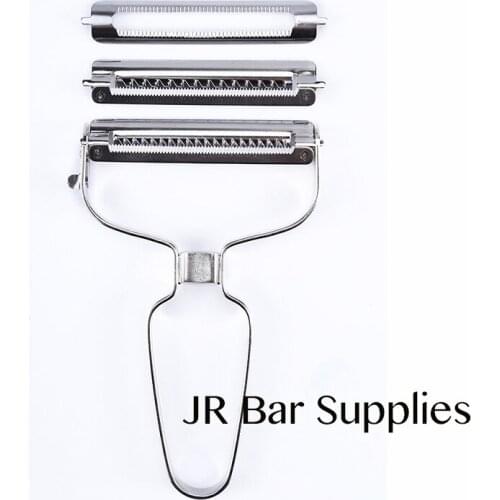 Fruit Vegetable Julienne Peeler Set with 3-Piece Straight, Serrated, Julienne Blades-Detachable Sharp Stainless Steel Blade