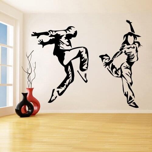 Hip Hop Dancers Wall Decals Break Dance Wall Sticker Contemporary Dancer Vinyl Decal for Dancing Studio Dancing Room Decor C322
