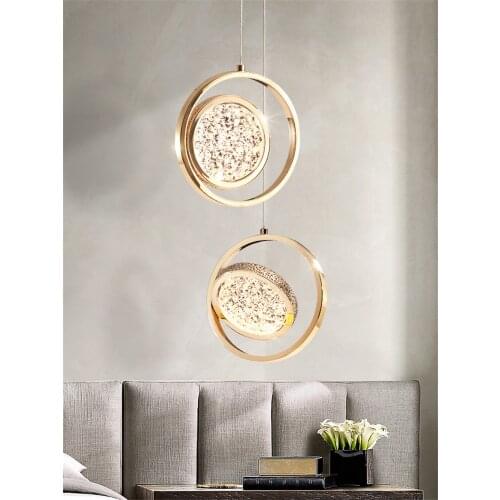 Nordic crystal Rose gold pendant lights bedroom bar modern living room Aisle rotating inner ring luxury pendant lamps lighting