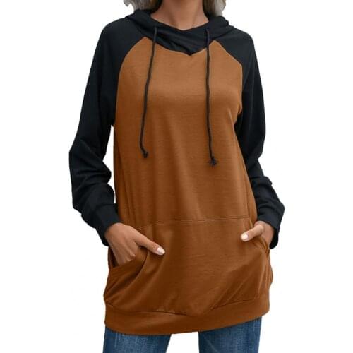 2021 New Autumn Hoodie Women Color Matching Long Sleeve Pullover Hoodie Winter Drawstring Loose Women Sweatshirt Outerwear