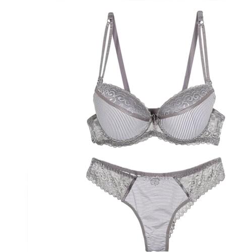 New Fashion Women Bra With Panty Set Lace Push Up Thin Mold Cup Lingerie Sexy Underwire Underwear And Briefs Size 32-46 Tops