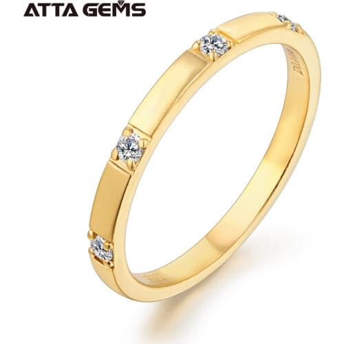 Round Cut D Color VVS1 Clarity Moissanite 18K Yellow Gold Engagement Wedding Band Moissanite Lab Grown Diamond Ring for Women