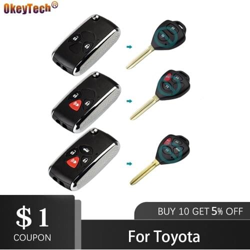 OkeyTech Modified 2/3/4 Buttons Flip Folding Remote Auto Car Key Case Shell Replacement For Toyota Camry RAV4 Corolla PRADO YARI