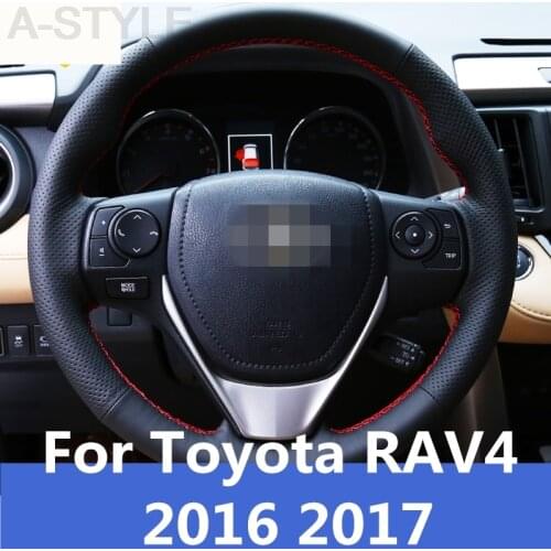 For Toyota RAV4 RAV 4 2016 2017 Steering Wheel Covers soft Leather braid on the steering-wheel of Car Interior Car accessories