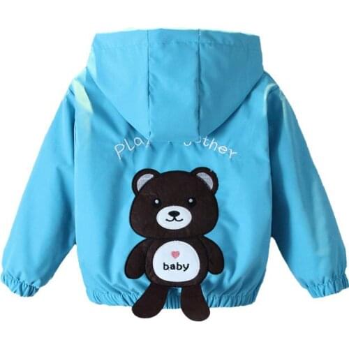 Boys Coat Clothes Jacket Girl Autumn Baby Cute Cartoon Hooded Windbreaker Children Thin Zipper Outerwear Cardigan Jackets 1-6Y