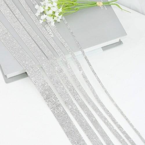 1 Yard Self-Adhesive Rhinestone Glass Rhinestone Sticker Sheet Trim Crystal Stickers Beaded Applique DIY Dress Shoes Adornment