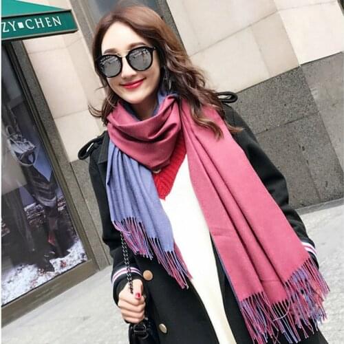 Fashion Solid Color Scarf Women Winter Warm Hijabs Tassels Long Ladies Shawl Cashmere Pashmina Scarves Shawls and Wraps