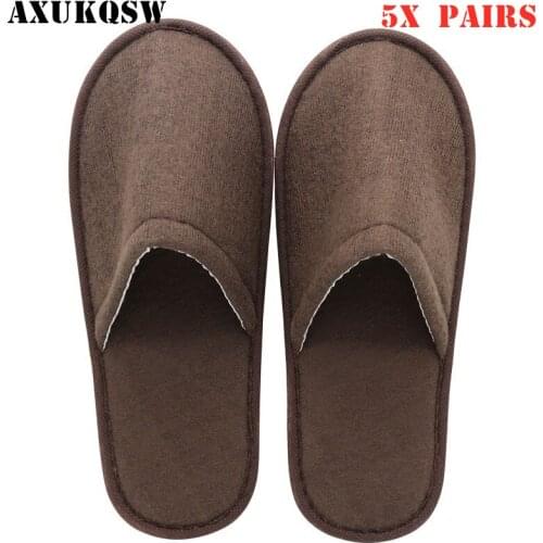 5 Pair Orange Hotel Slippers For Children Men Women Non Woven Disposable Slippers Closed Toe Cheap Travel Spa Sandals Roomshoes