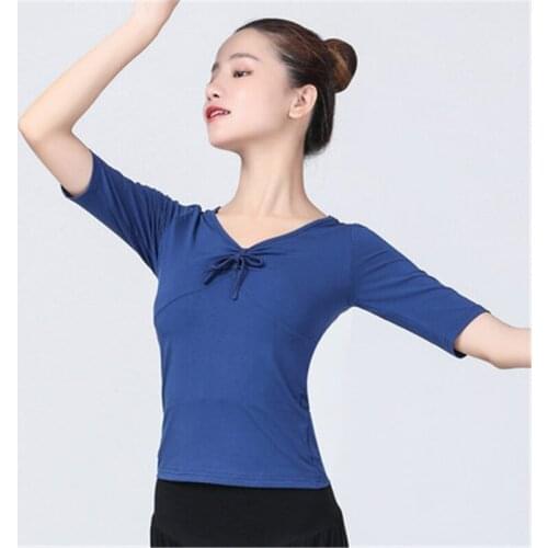 Latin Top Women Latin Dance Basic Top Girl Dancewear Sexy Latin Ballroom Samba Tango Flamengo Dancing Practice T-shirt Costume