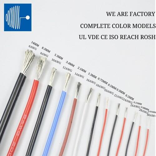 TRIUMPHCABLE 2m 5m High Quality High Temperature Resistant 200 Degrees Soft Silicone Wire 22AWG 24AWG 26AWG 28AWG Silicone Wire