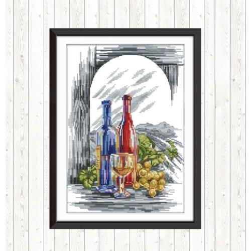 Wine 14ct 11ct Printed Canvas Stitches Embroidery DMC Floss Crafts Chinese Cross Stitch Kits DIY Handmade Needlework Home Decor