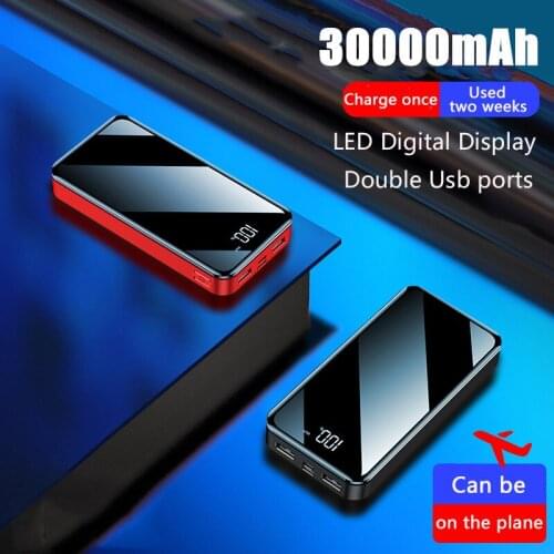 Hot Power Bank 30000mAh Powerbank Charger LED Dual Usb Ports External Battery Poverbank Portable For iPhone 7 8 x Xiaomi Mi