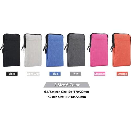 4.7"~7.2" inch Waterproof fabric Pouch Bag Sleeve Case Cover For OPPO A53 A94 A95 A74 A52 A72 GT Find X3 C3 zipper card slot bag