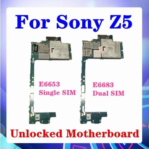 Us Replacement For Sony Xperia Z5 E6653 E6683 Motherboard Logic Board With Chips Android OS Install Single/Dual SIM