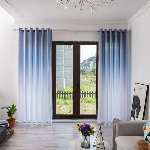 Through Tube Drape Gradient Color Curtain Blackout Window Sheer Curtain Valance