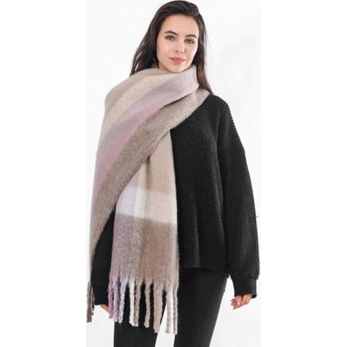 2021Winter Scarf Women Cashmere Warm Pashmina Plaid Foulard Female Scarves Wraps Thick Soft Bufanda Big Tassels Shawl Long Stole