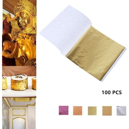 24K Gold Leaf Edible Gold Foil Sheets For Cake Decoration Facial Mask Arts Crafts Paper Home 100PCS Real Gold Foil Gilding