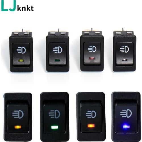 1PCS 12V 35A Car dashboard rocker button 4-pin universal fog lamp switch with LED indicator red green yellow blue