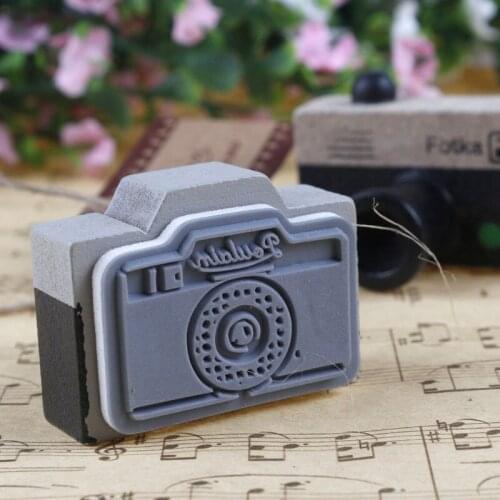 1Pcs Lovely 2 Model Korea Wooden Retro Camera Rubber Stamp Seal Gray & Brown DIY Hot New