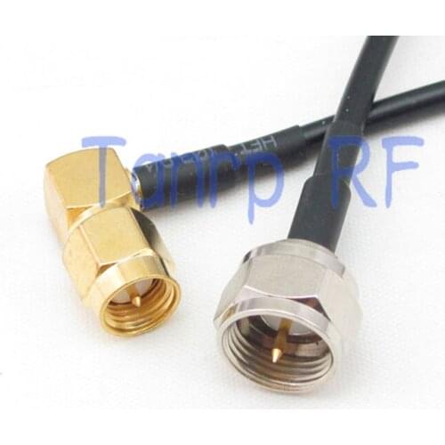 10pcs 6in F male plug to SMA male right angle 90 degree RF connector 15CM Pigtail coaxial jumper cable RG174 extension cord