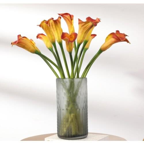 10Pcs Simulation PU Small Calla Lily Artificial Flowers Home Vase Decor Fake Flower Lilies Wedding Background Flower Arrangement