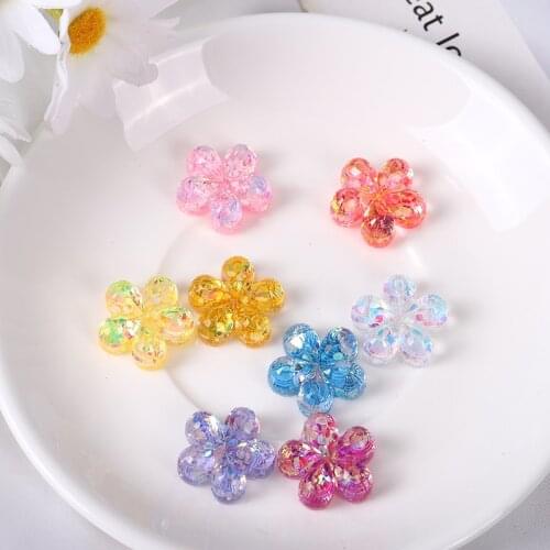 10pcs Resin 20mm Bling sequin Colorful flowers Flatback Rhinestone patch Ornaments DIY Wedding Appliques Craft