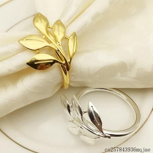100pcs Leaf Shape Napkin Ring Leaves Napkin Buckle Cloth Napkin Rings Wedding Banquet Table Decoration