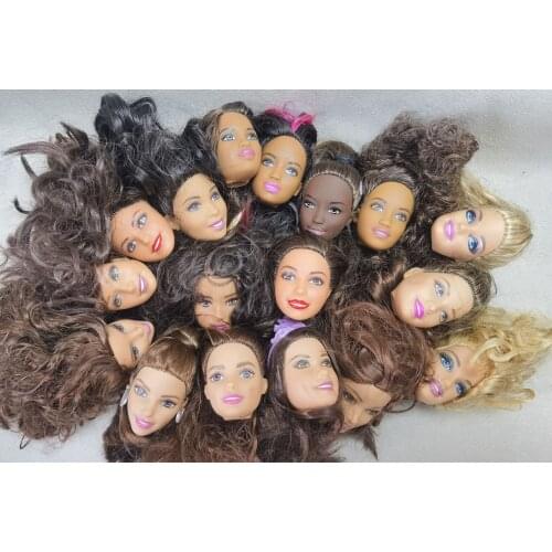 5pcs Rare Original Good FR babi Doll Head Princess Dolls Toys Parts DIY Toy White Black Skin Doll Heads Long Hair Doll Toy