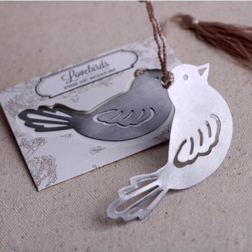 500pcs/lot Wedding Favors Gifts Lovebirds Bookmark Baby Shower Souvenir Party Supplies For Guest LX1695