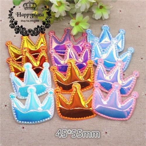 12pcs Shiny AB PU Fabric Padded Crown Shape Patches Appliques For Garment Appliques Hair Hat Decorative Ornament DIY