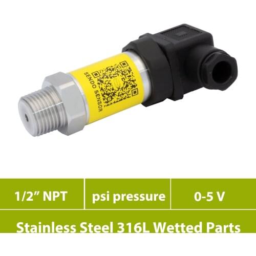 Transmitter pressure, signal 0 to 5v, range 200, 250, 300psi, 1000, 6000 psi, 12v,24v, 30V dc supply, IP65, aisi 316L diaphragm