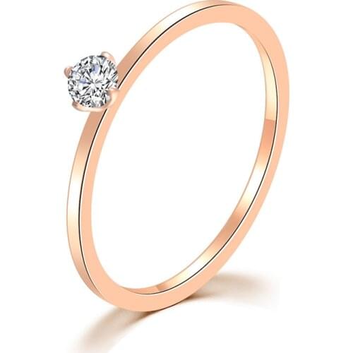 JHSL 1mm Thin Small Mini Stainless Steel Women Wedding Rings Rose Gold Color Fashion Jewelry US size 3 4 5 6 7 8 9 10