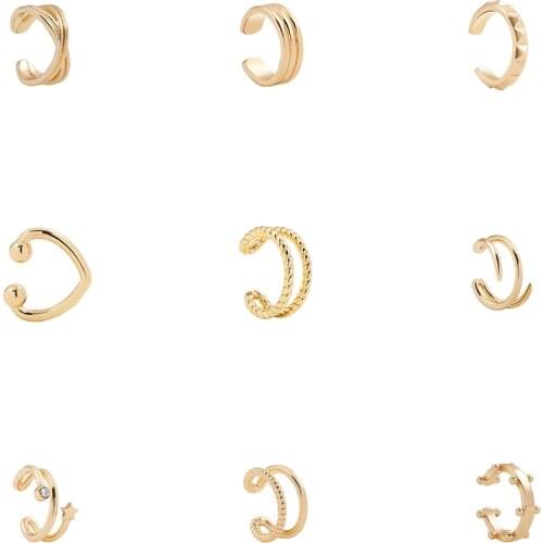 Punk Gold Metal Ear Cuff Cartilage Ear Clip for Women No Pierced C Shape Geometric Small Earcuff Ear Wrap Earcuff Clips Jewelry