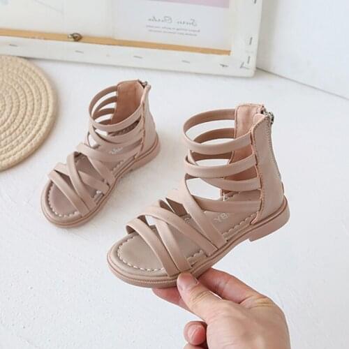Summer Child Korean Sandals Boots For Toddler Baby Kids Girls White Black Hollow Rome Motorcycle Beach Sandals Princess Shoe New