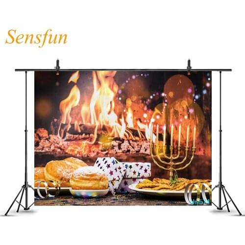 LEVOO Photo Background Jewish Holiday Hanukkah Donuts Latkes Fireplace Backdrop Photography Photo Shoot Studio Props Photocall