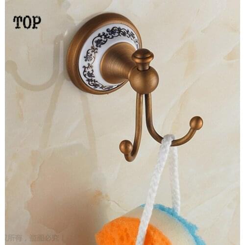Hot selling-Bathroom Accessories European Antique Bronze ceramic Robe Hook ,Clothes Hook,Coat Hook,Bathroom Products