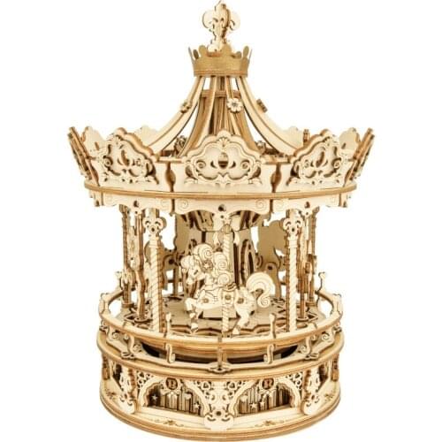 Handmade Music Box Carousel Music Box Wooden Creative DIY for Girls Girlfriend 2021 New Year Christmas Holiday Birthday Gift