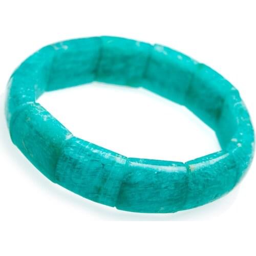 Genuine Natural Amazonite Gemstone Crystal Rectangle Bead Stretch Bracelets Bangles Jewelry For Women Accessories Gift AAAAA