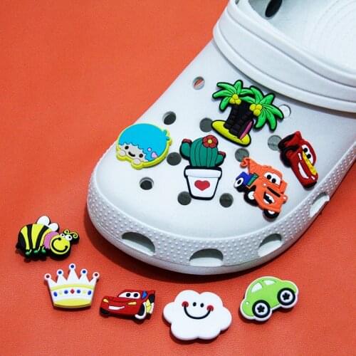 New 1pcs Cartoon Car Tree Cloud for Shoe Charms For Croc Jibz Shoe Buckle PVC Boy Kids Gift Shoes Decoration Accessories