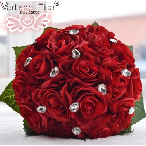 New Arrvial Wedding Accessories Rose Flowers Red White Bridal Bouquet Crystal Bridal Bridesmaid Flowers Gorgeous Bridal Bouquets