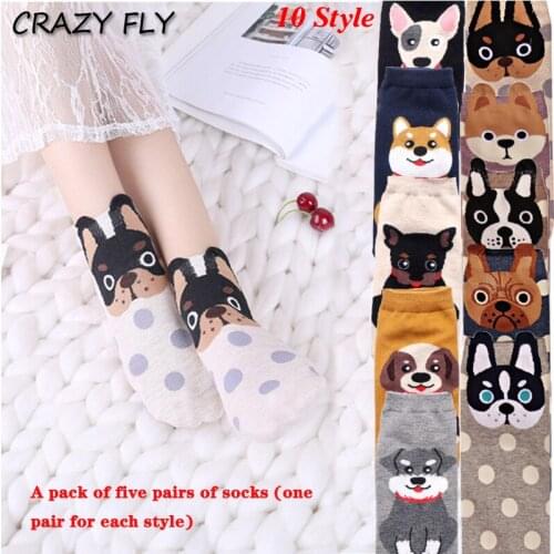 CRAZY FLY 2020 Autumn And Winter Women Socks Ear Cartoon Animal Series Cute Dog Kawaii Harajuku Style Funny Socks Gifts Means