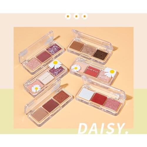 Daisy Eyeshadow 3 Colors Palette Glitter Eyeshadow Waterproof Makeup Matte Eye Shadow Pigment Palette