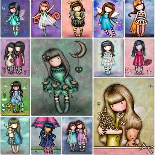 Full square diamond painting embroidery Girl cartoon animal landscape Cross stitch Mosaic home decor Paintings 5D DIY butterfly