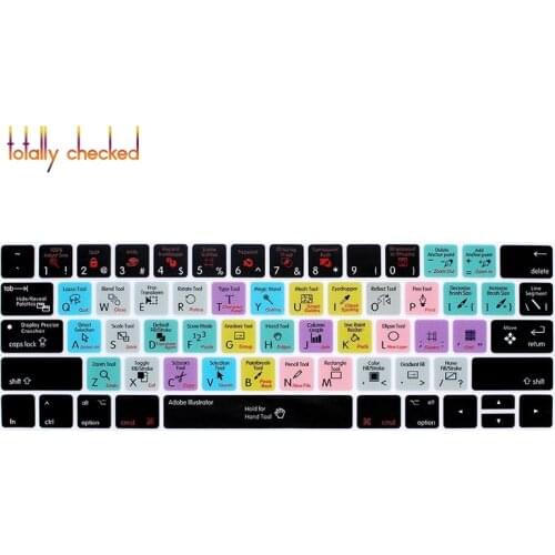 Adobe Illustrator AI Function Shortcut Hotkey Silicone Keyboard Cover Keypad SKin for Macbook Pro 13"15Touch Bar A1706/A1707