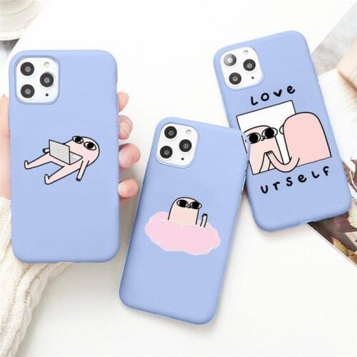 Cartoon Funny big eyes ketnipz Phone Case for iPhone 12 mini 11 Pro Max X XR XS 8 7 6s Plus Candy purple Silicone cover