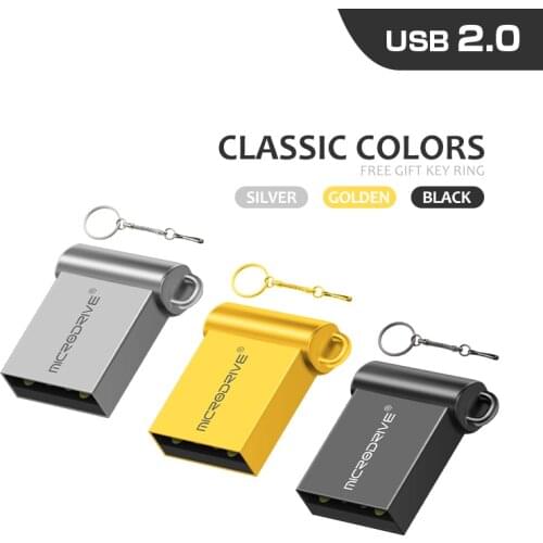 Super Mini USB flash drive 64GB 32GB 16GB 8GB 4GB pendrive waterproof metal u disk memoria mini usb stick with gift keychain
