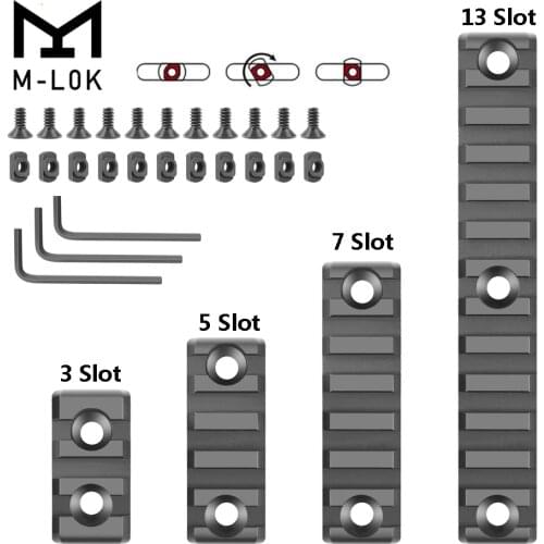 Tactical M-LOK Rail Mount 3/5/7/13 Slots Aluminum Picatinny Rail Sections 21mm Rifle Scope Mount Mlock System Gun Accessories