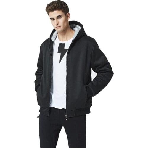 EU size Hoodies mens hooded jackets autumn winter mens thick Plus velvet warm sweatshirts male Solid color Zip Cardigan Hoody